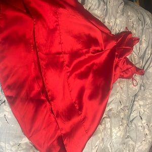 Red satin dress
